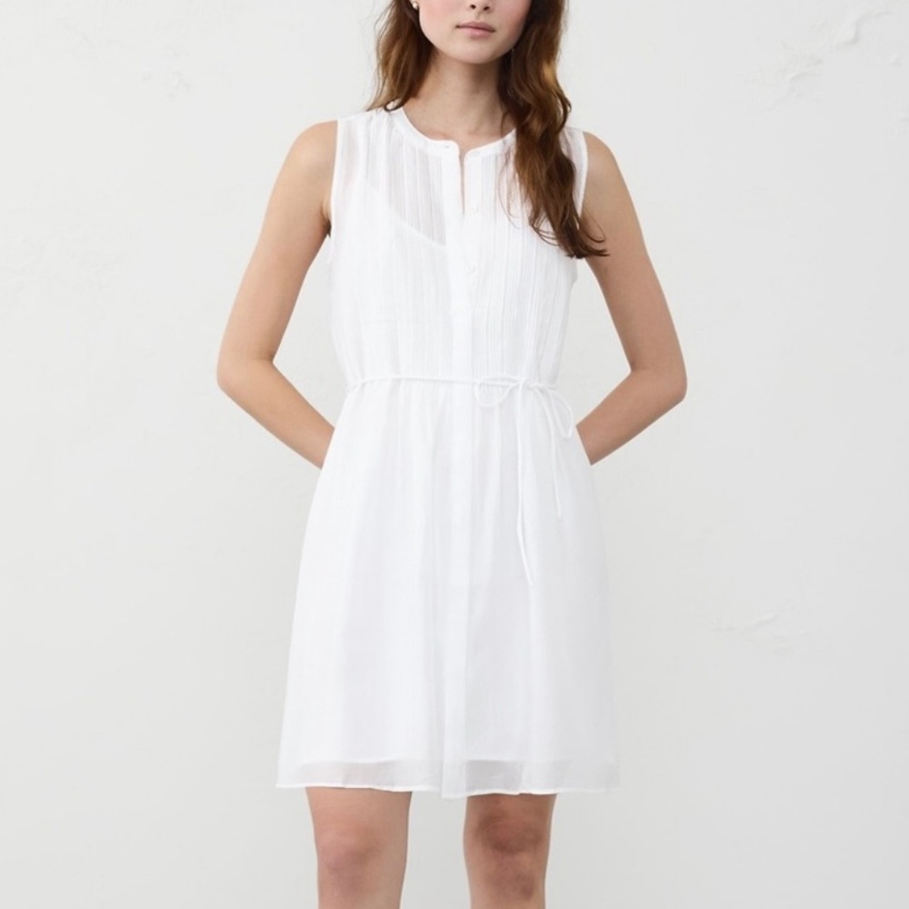 Banana Republic Pintuck Organza Mini Dress New W Tags White Sleeveless Size XL